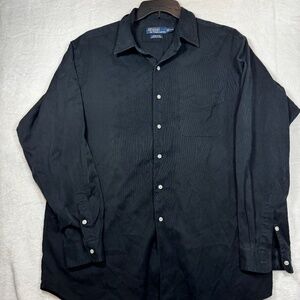 Polo Ralph Lauren Button Down Shirt Mens Size XL Black Silk Cotton Marlowe